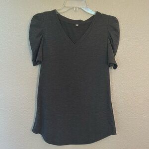 Womens v neck top, gray size medium.